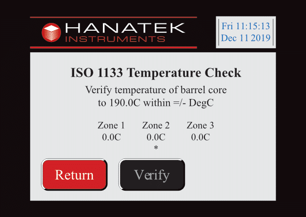 MFI temperature check screen