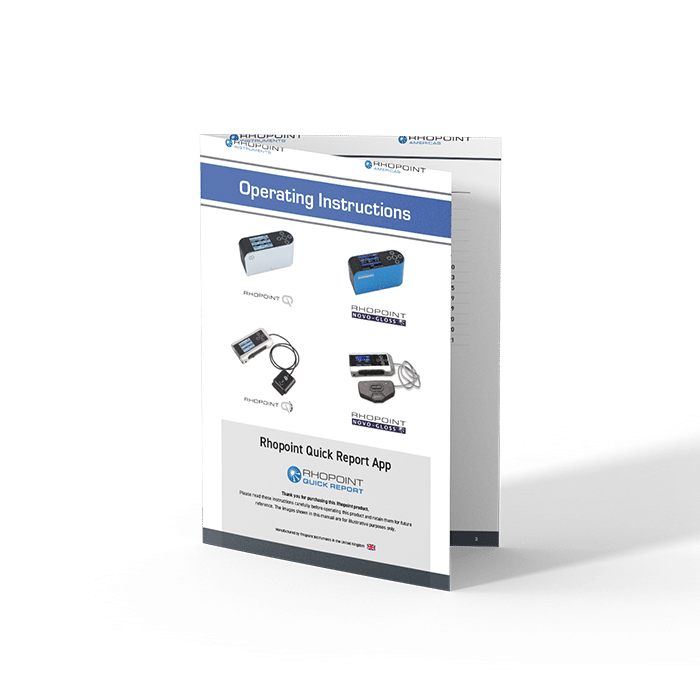 Mockup for Rhopoint Quick Report Operating Instructions Manual